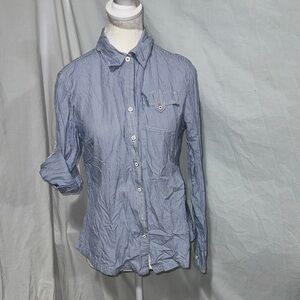 Banana Republic Striped Cotton Button-Down Shirt Medium